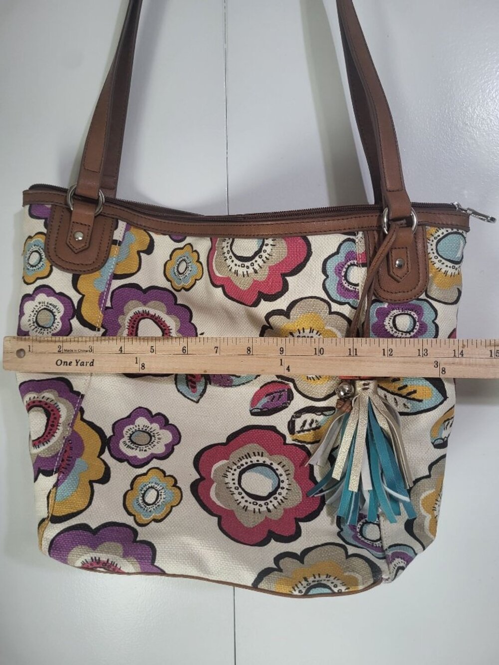 Relic by Fossil Canvas Flower Multicolor Shoulder Bag Tote Boho y2k Colorful - Picture 5 of 10